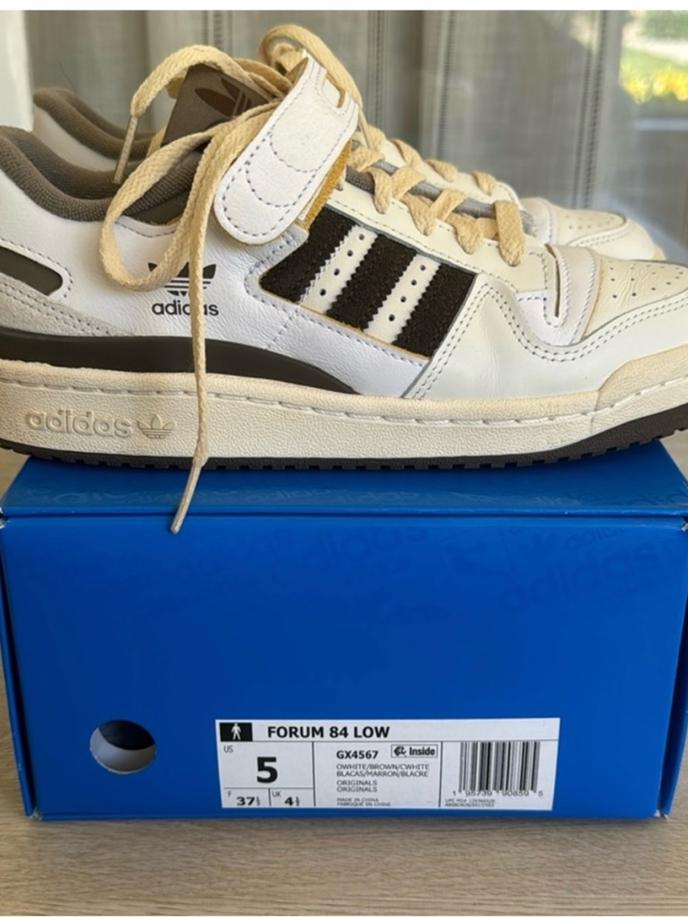 adidas Low-Top Sneakers in White and Cream with Black Details